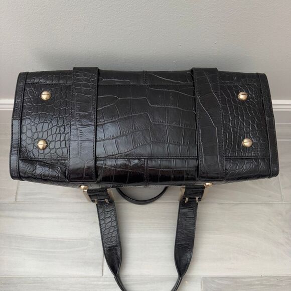 Maxx New York Black Croc-embossed Cowhide Leather Handbag - Picture 9 of 12